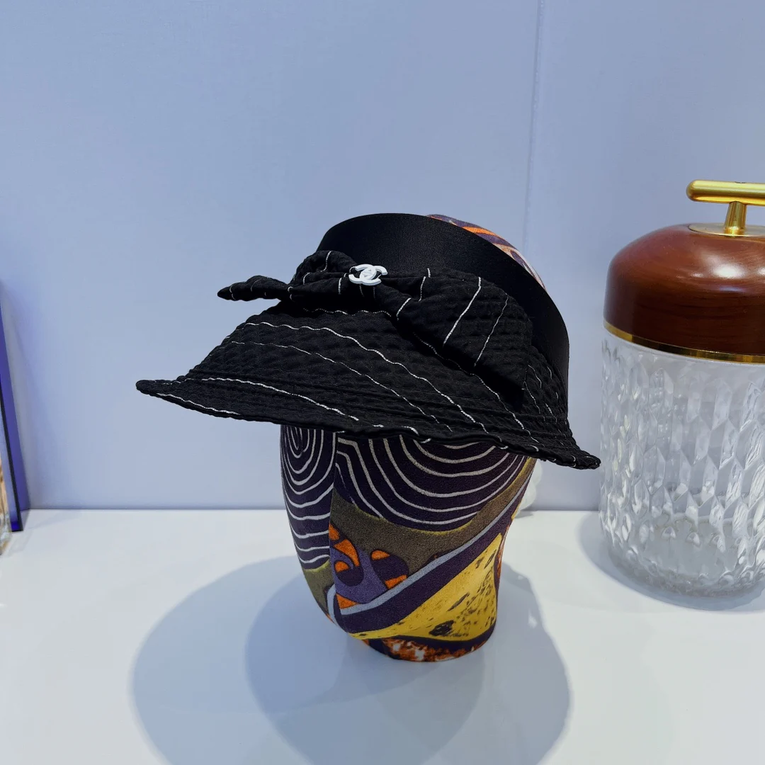 Солнцезащитная шляпа Chanel - Открытый жилет - Черный - 3