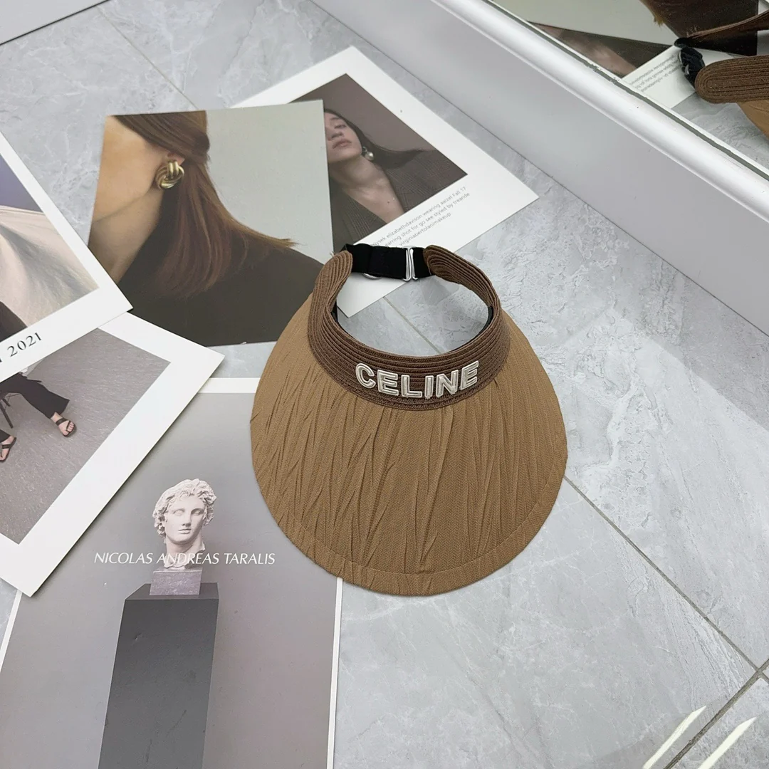 Летняя солнцезащитная шляпа Celine с новым логотипом - Кофе