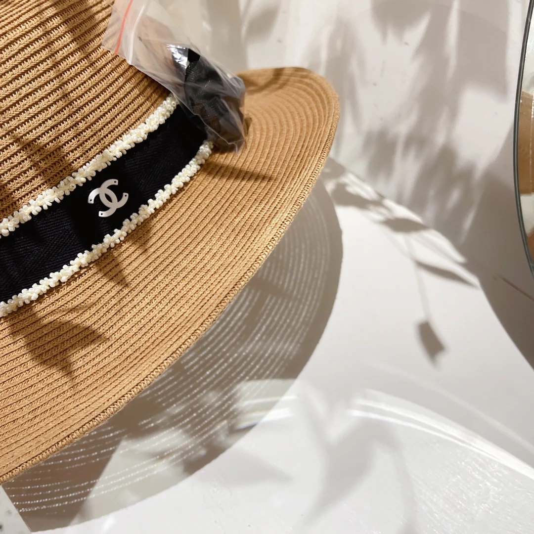 Новая соломенная шляпа Chanel 2022 года - коричневая - 1