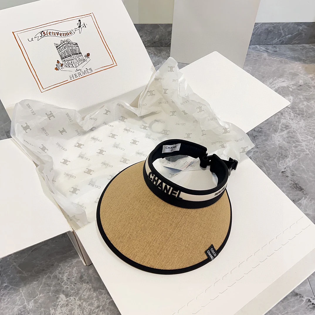 Солнцезащитная шляпа Chanel Color Block Woven Sun Hat - черная