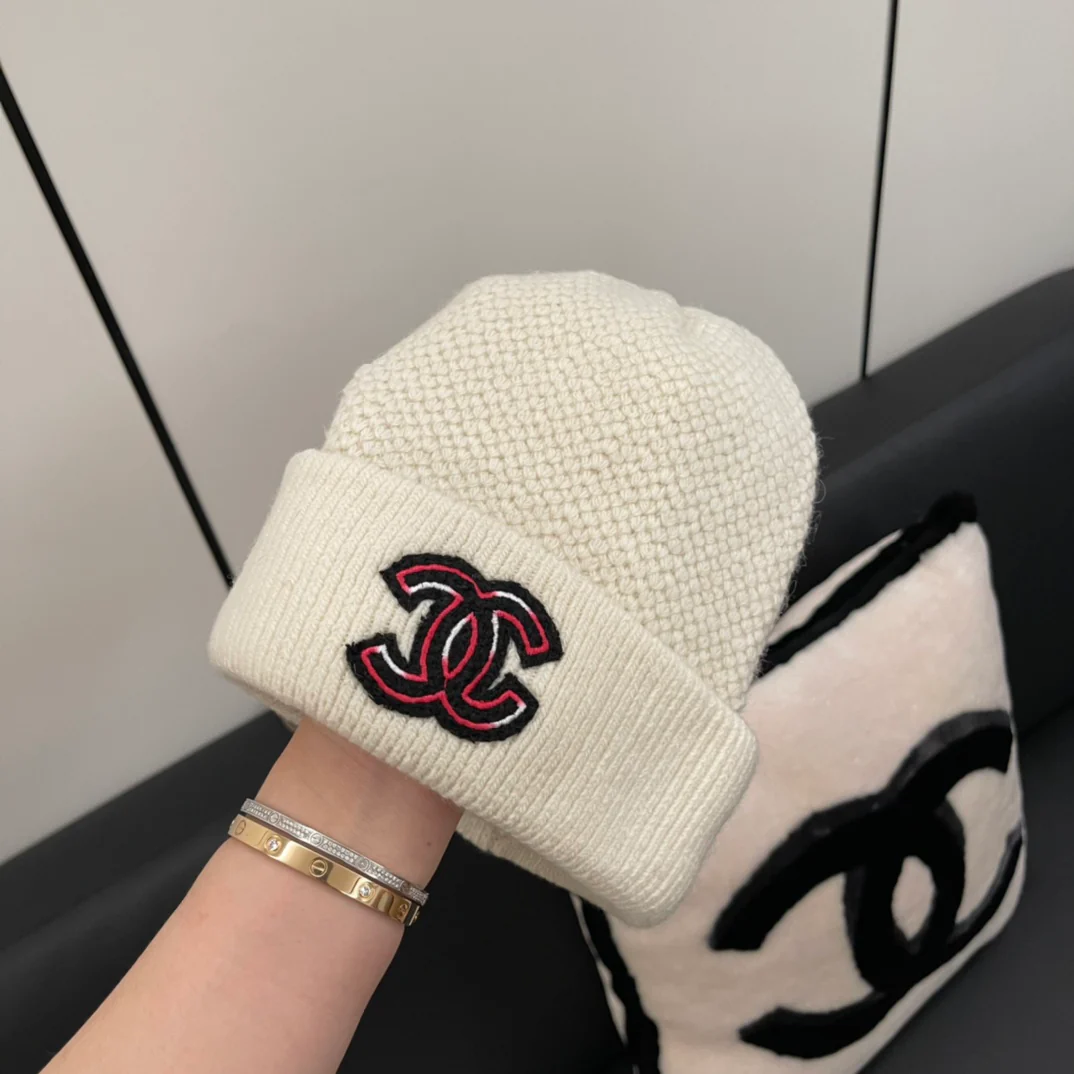 Chanel - Вязаная шапка - Популярная на Xiaohongshu - Белая
