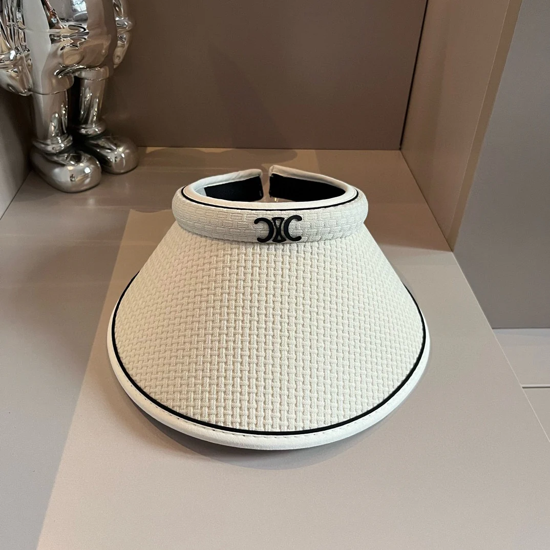 Celine - Новая минималистичная солнцезащитная шляпа с логотипом - бежевая