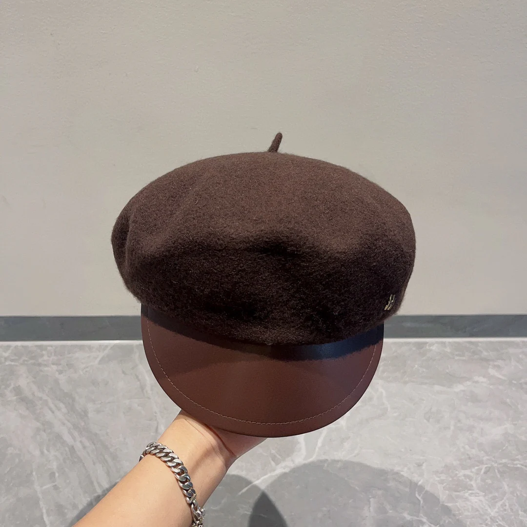 Берет Hermes из шерсти и кожи - коричневый