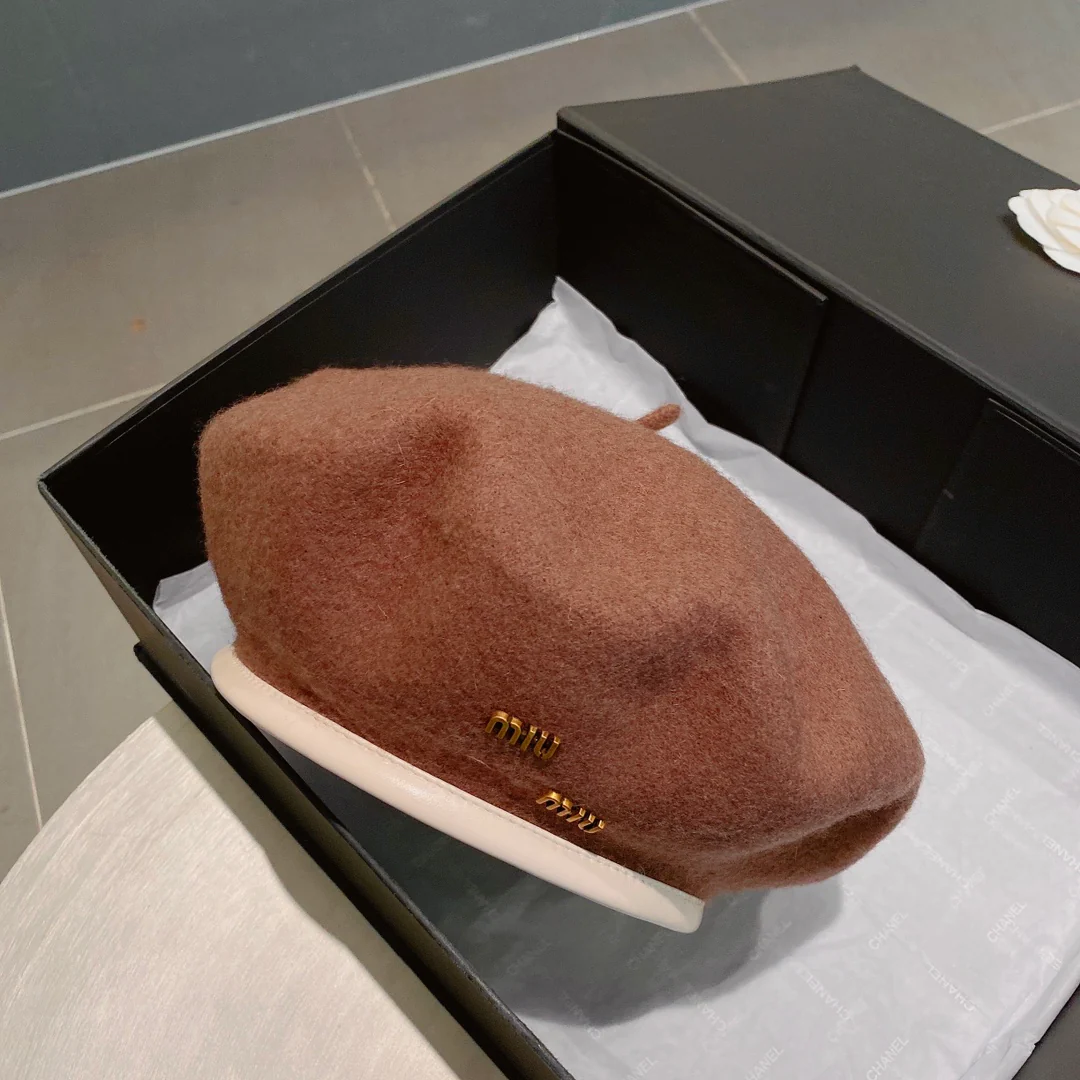 Шерстяной берет Miu Miu - коричневый