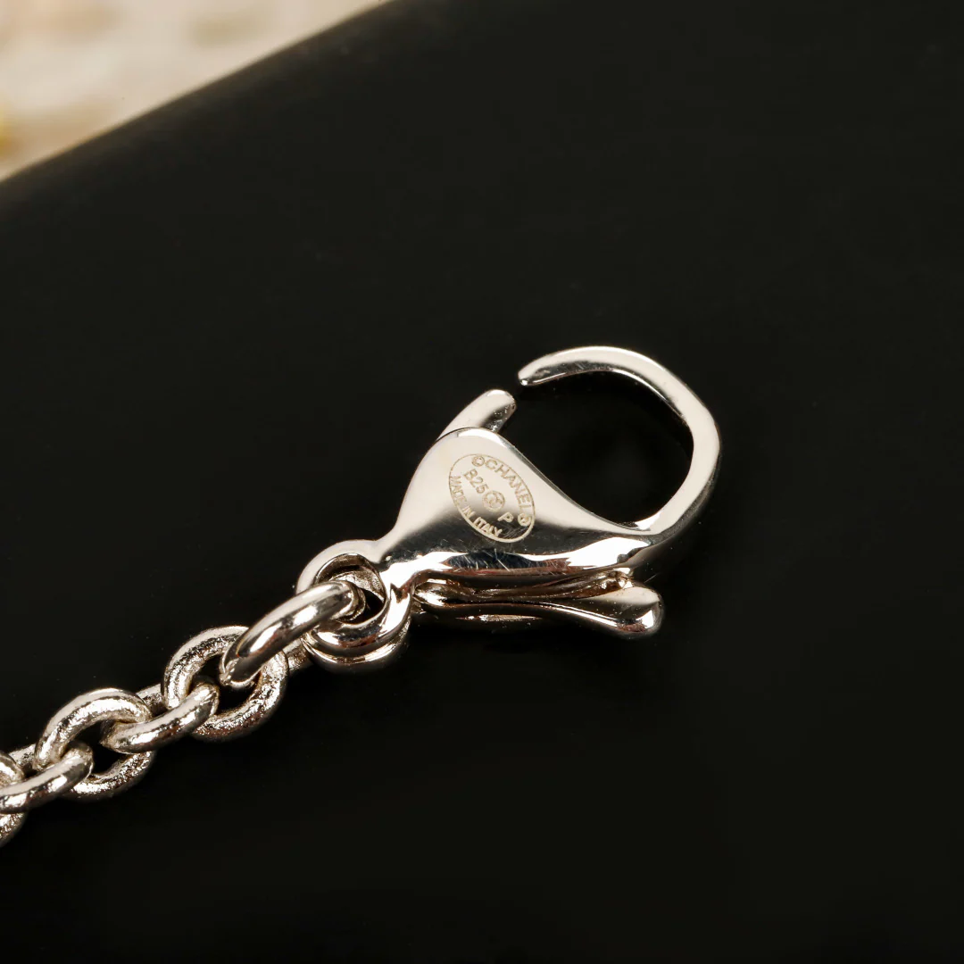 Колье Chanel Heart Candy Double C Pearl Sweater Necklace 25p - Розовое - Синее