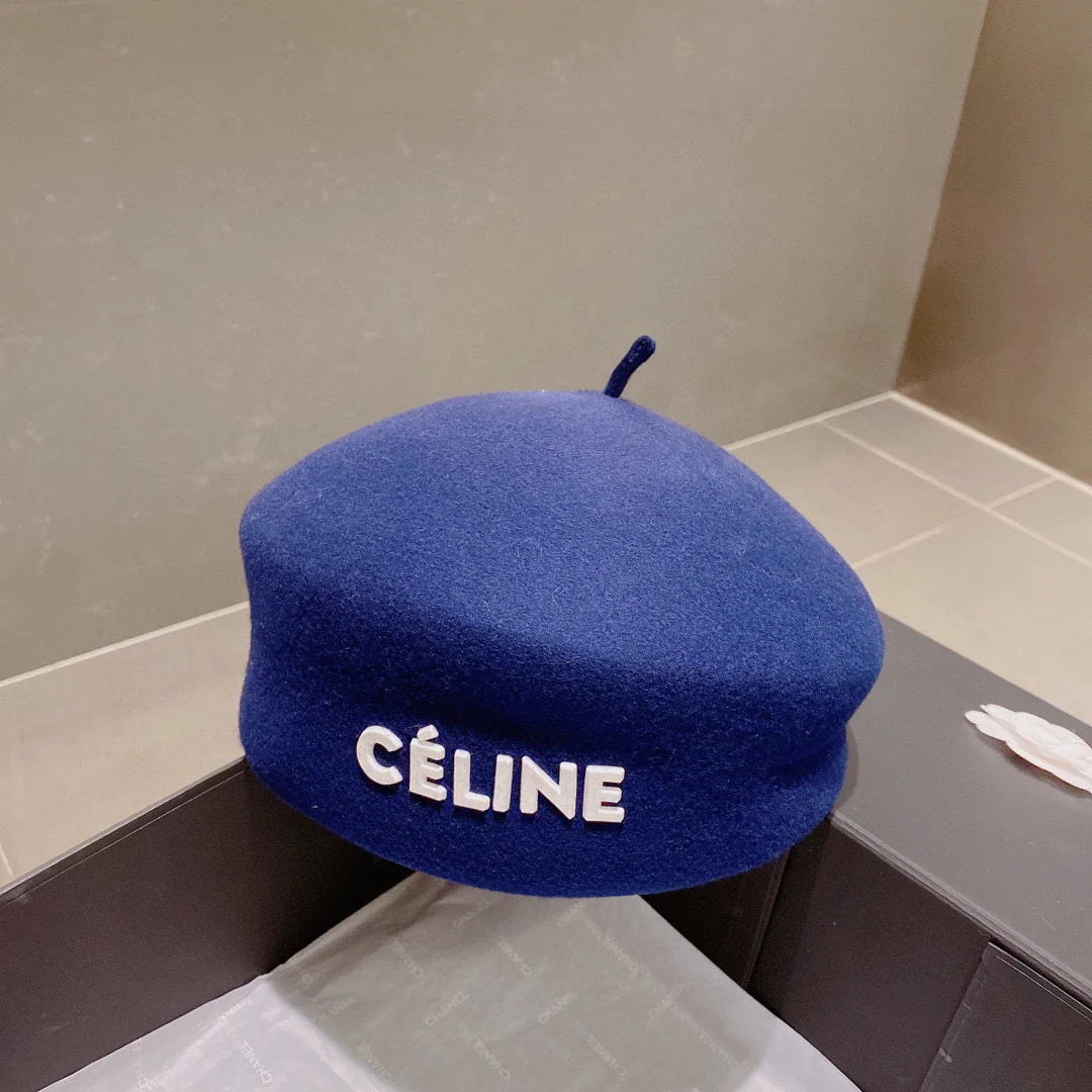 Селин - Шерстяной берет - Синий