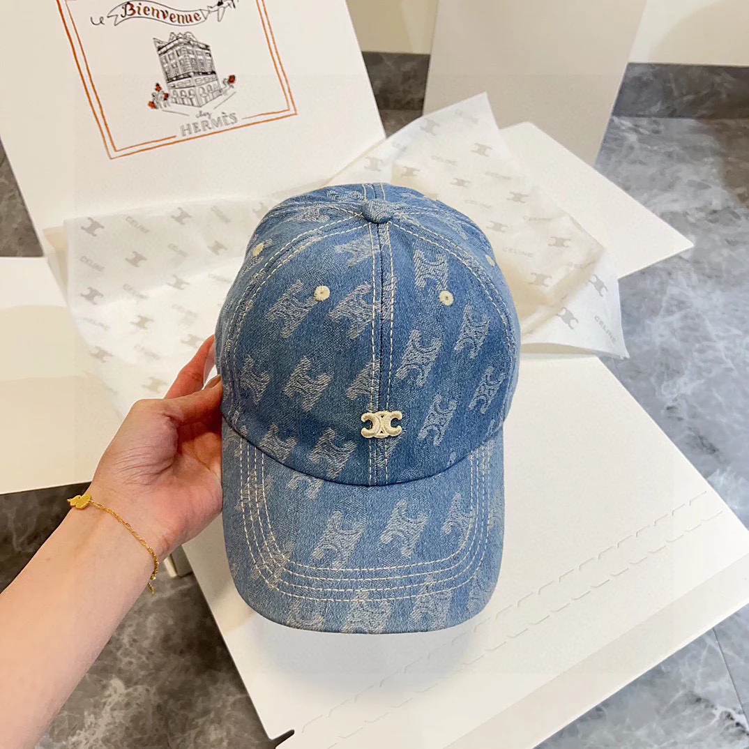 Бейсболка Celine 2024 New Retro Denim Baseball Cap - синяя