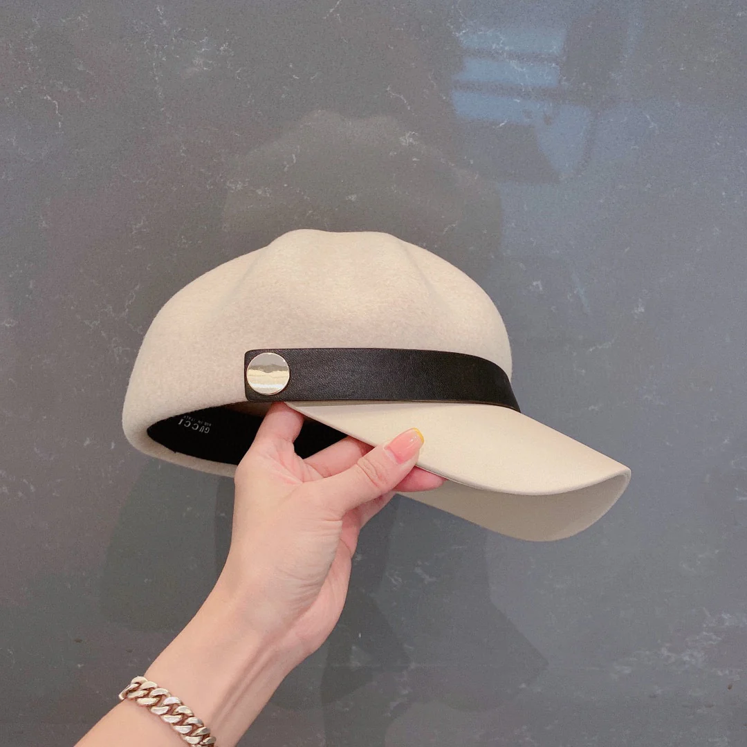 Шерстяная восьмиугольная бейсболка Gucci - белая