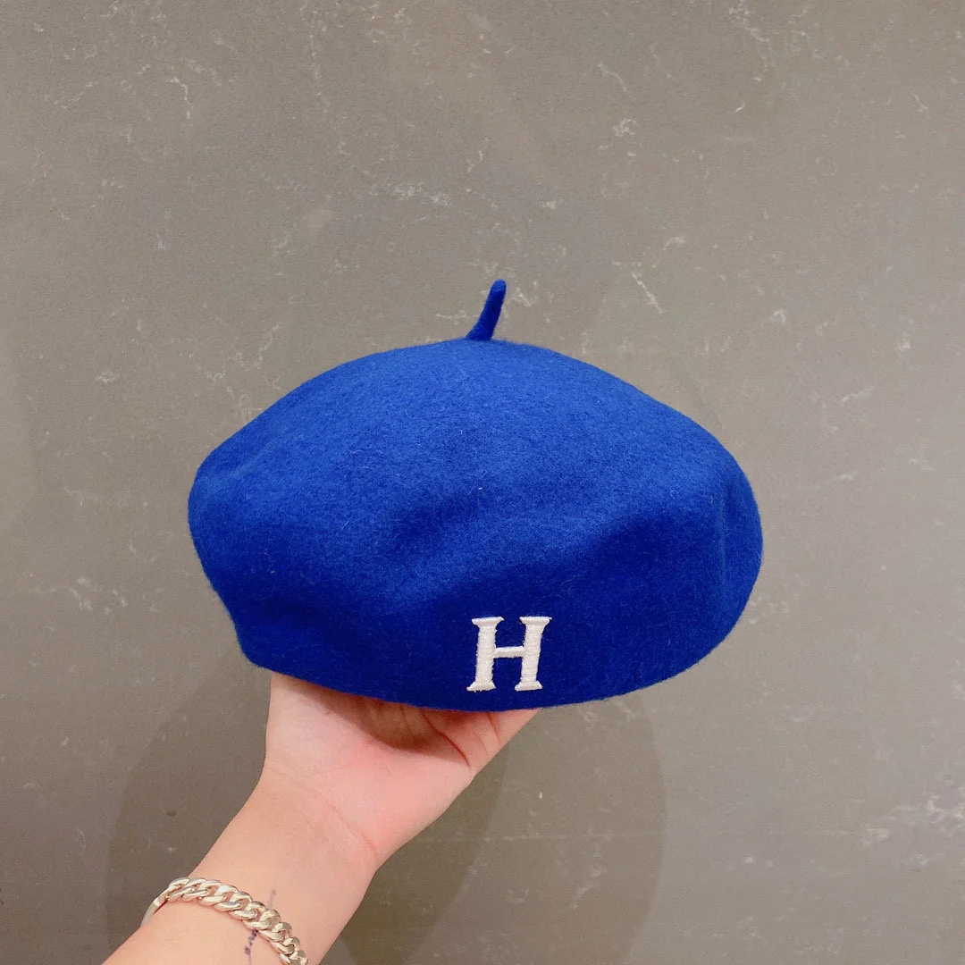 Шерстяной берет Hermes - синий