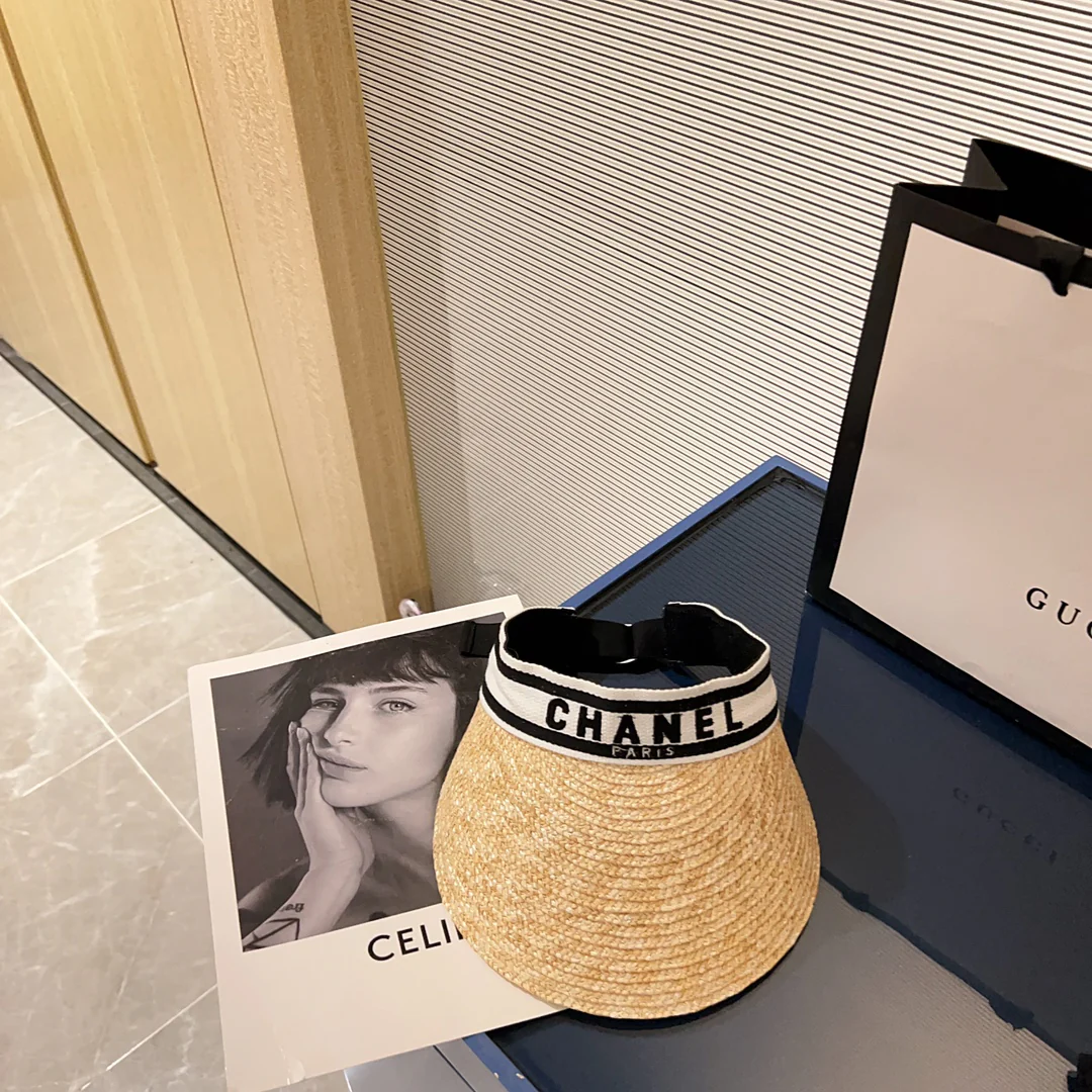 Новинка сезона весна/лето 2023 от Chanel - Соломенная шляпа с открытой шириной - Солнцезащитная шляпа - Белая