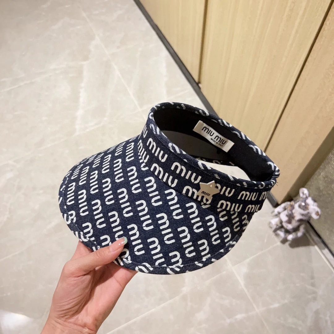 Новинка лета 2023 от Miu Miu - Козырек - Солнцезащитная шляпа - Темно-синий