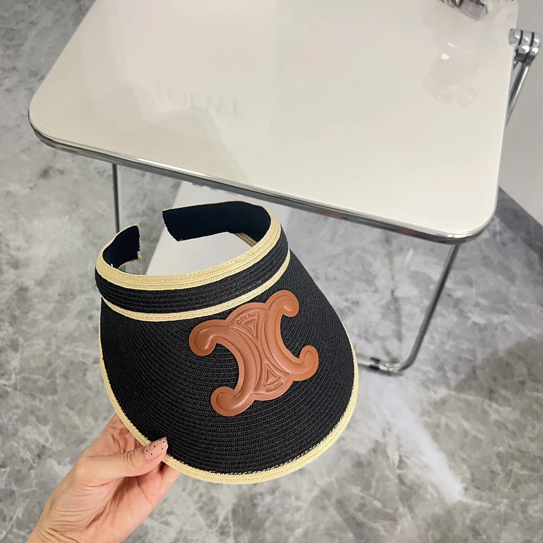 Новая кожаная солнцезащитная шляпа Miu Miu с логотипом, летняя коллекция 2024 года - черная.