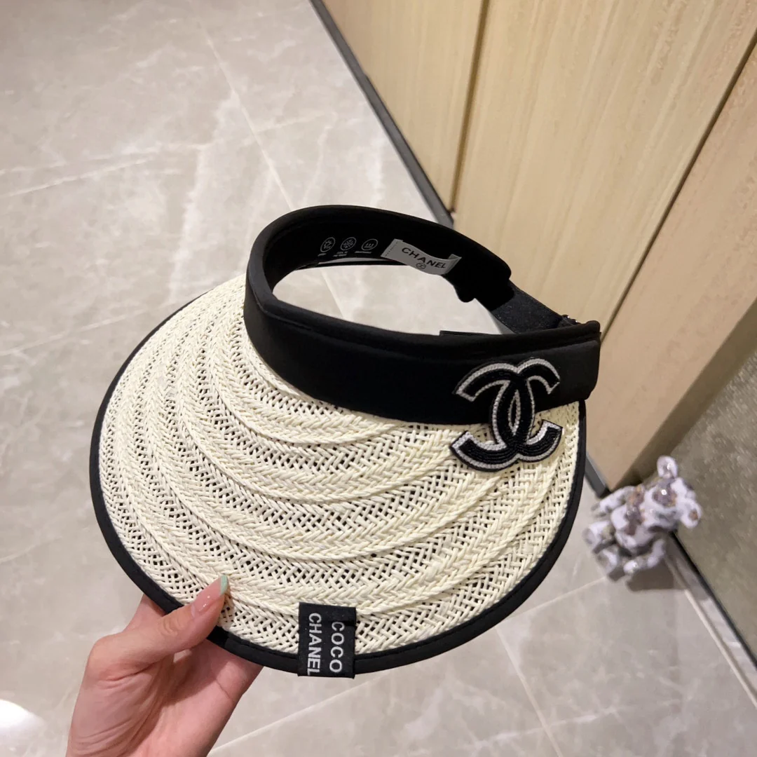 Новинка лета 2023 от Chanel - Соломенная шляпа с открытой шириной - Солнцезащитная шляпа - Белая