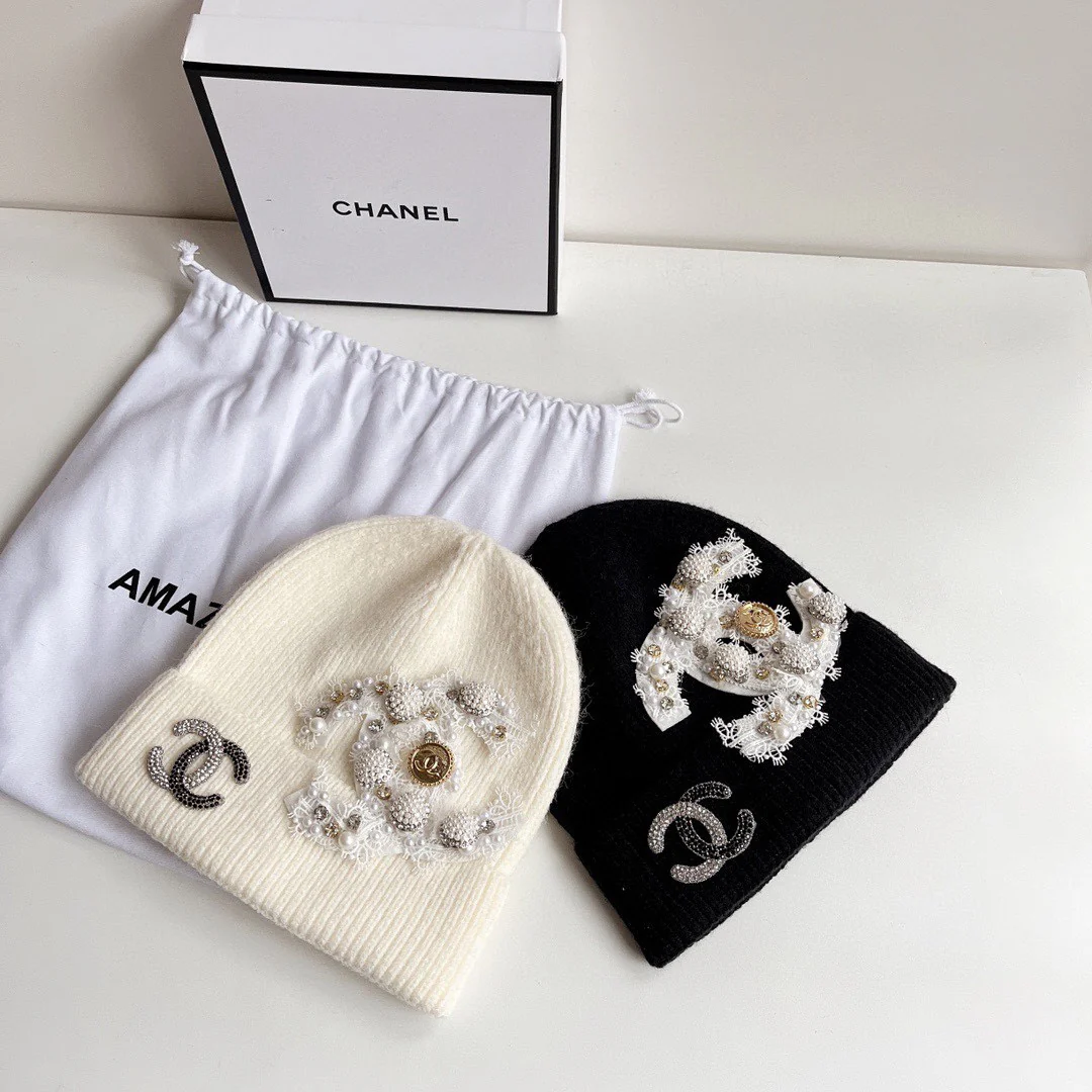 Chanel - Вязаная шапка - Белая