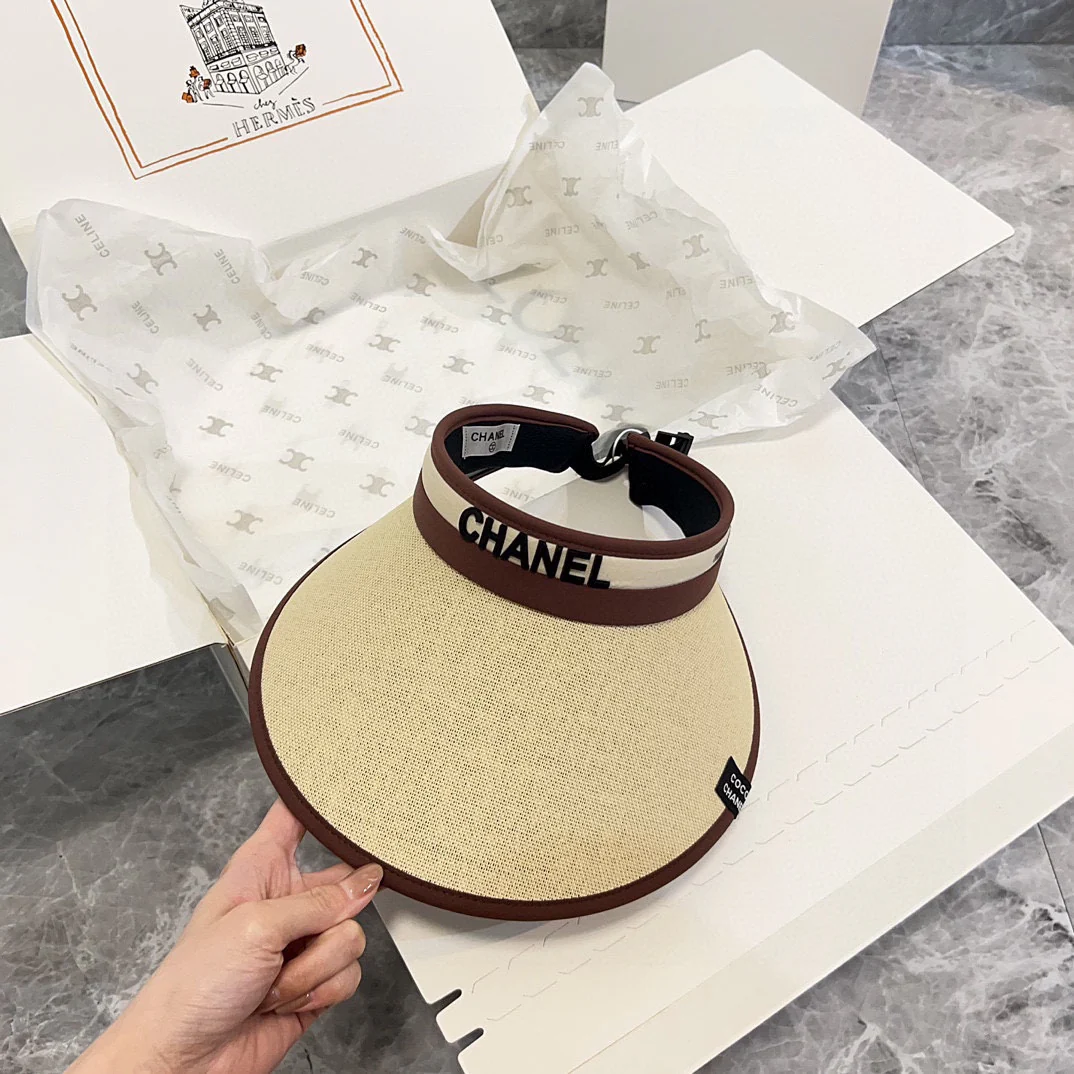 Солнцезащитная шляпа Chanel Color Block Woven Sun Hat - Кофейно-коричневый