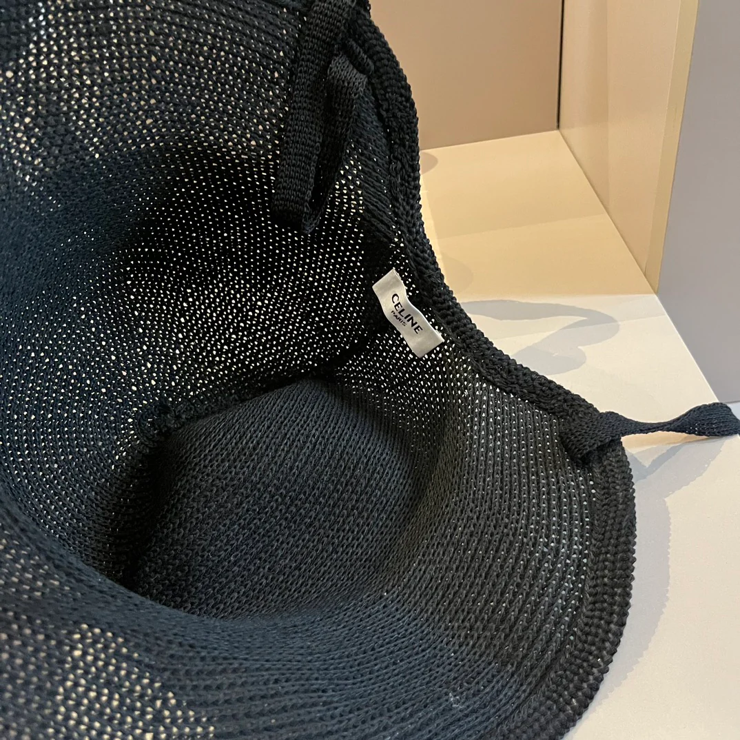 Celine - Новая ажурная плетеная рыбацкая шляпа - Черная