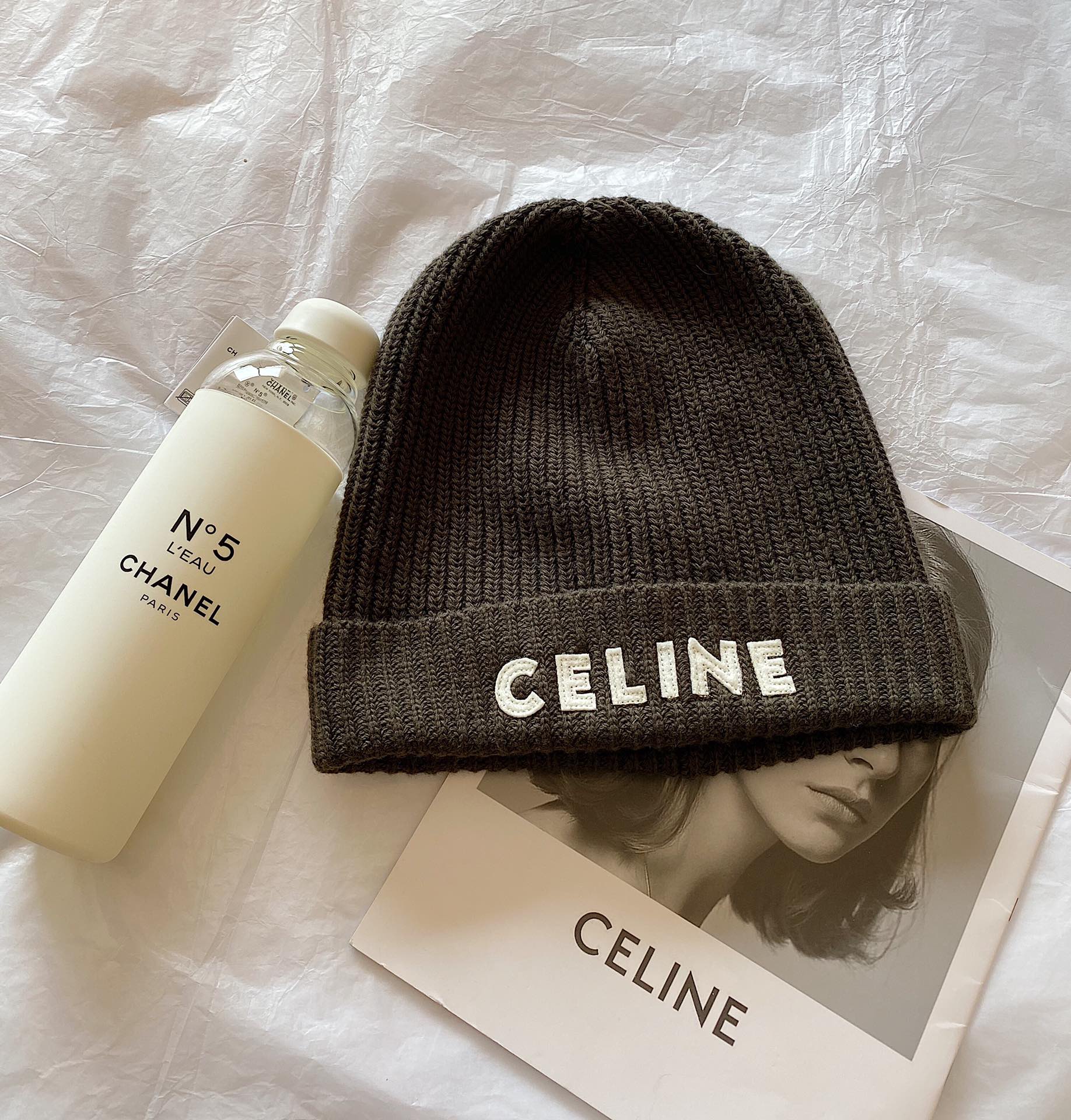 Вязаная шапка Celine - коричневая