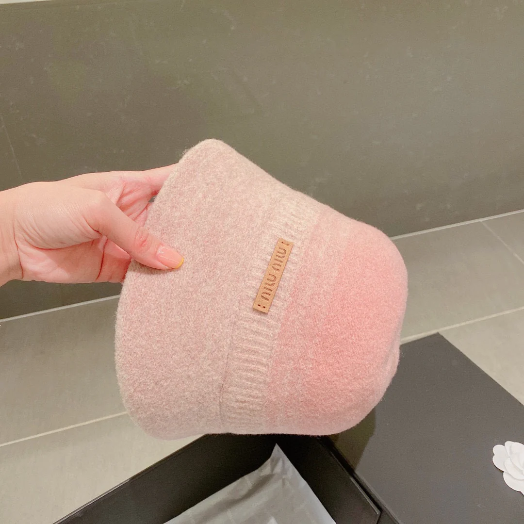 Miu Miu - Шерстяная рыбацкая шляпа с градиентным рисунком - Розовая