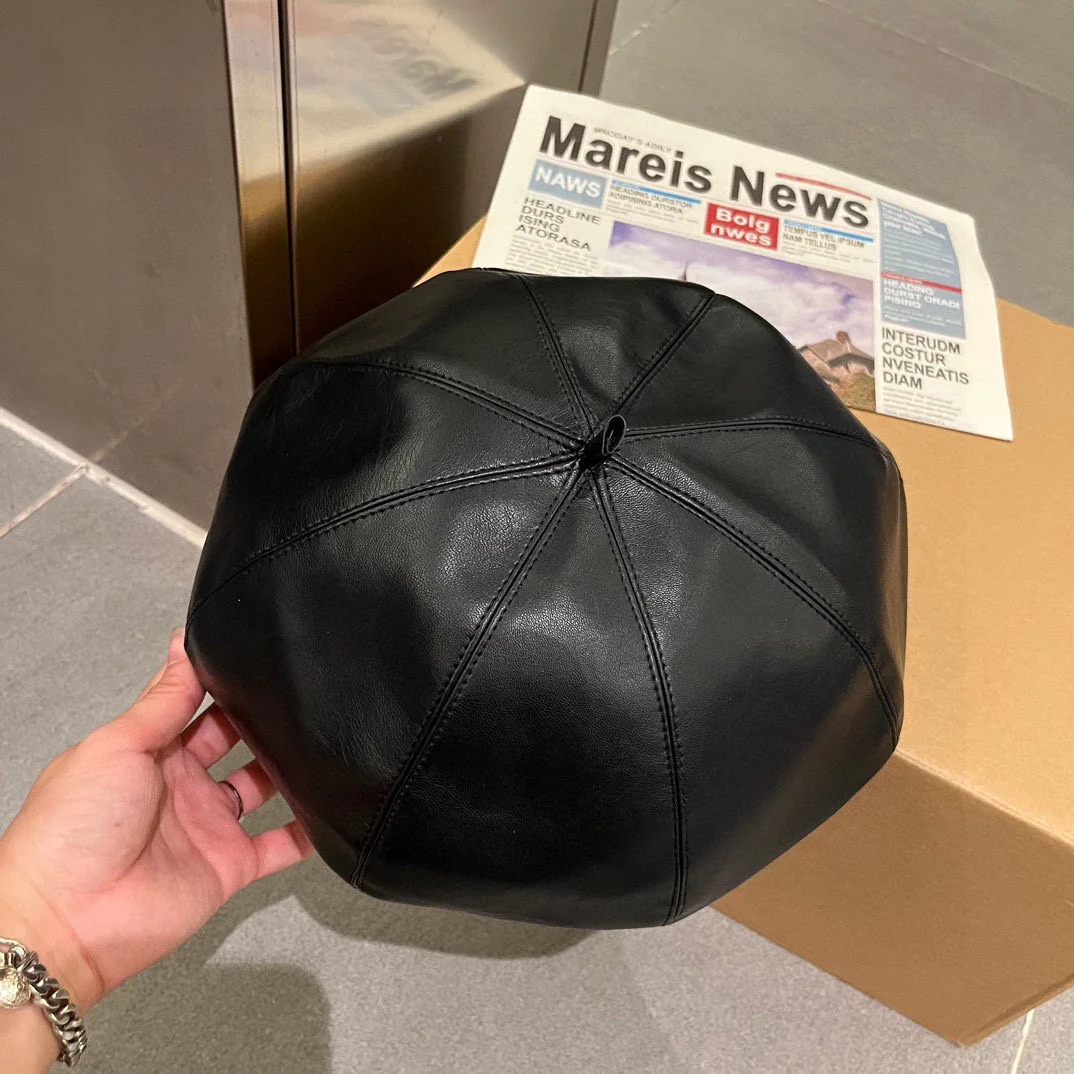 Hermes - Премиальная кожаная шляпа художника - Черная