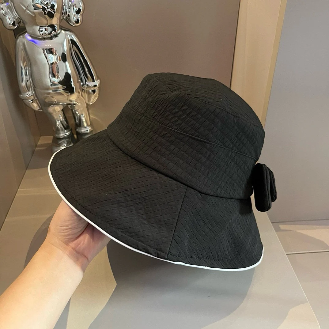 Chanel - Универсальная рыбацкая шляпа из парусины с бантом - Черная