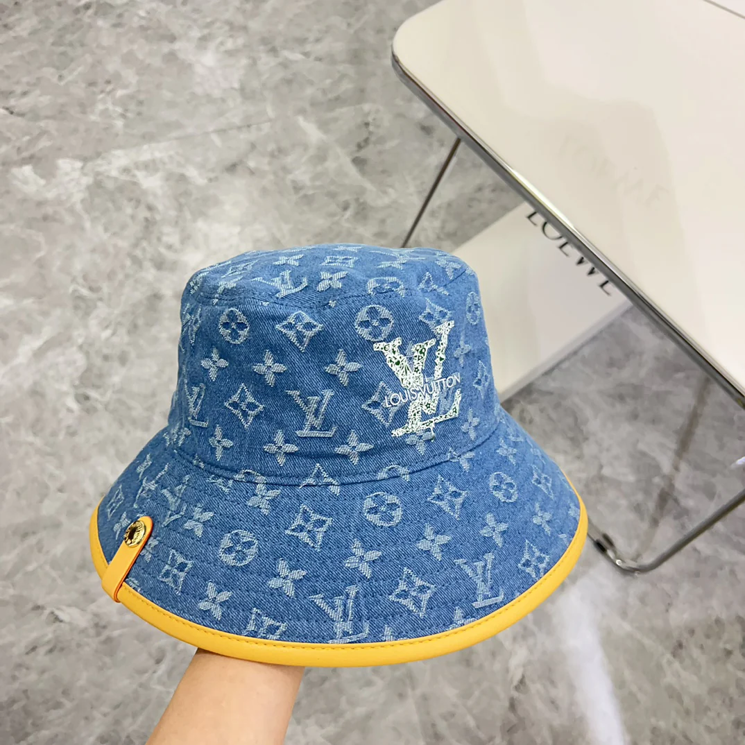 Новая джинсовая панама LV 2024 с кожаной отделкой