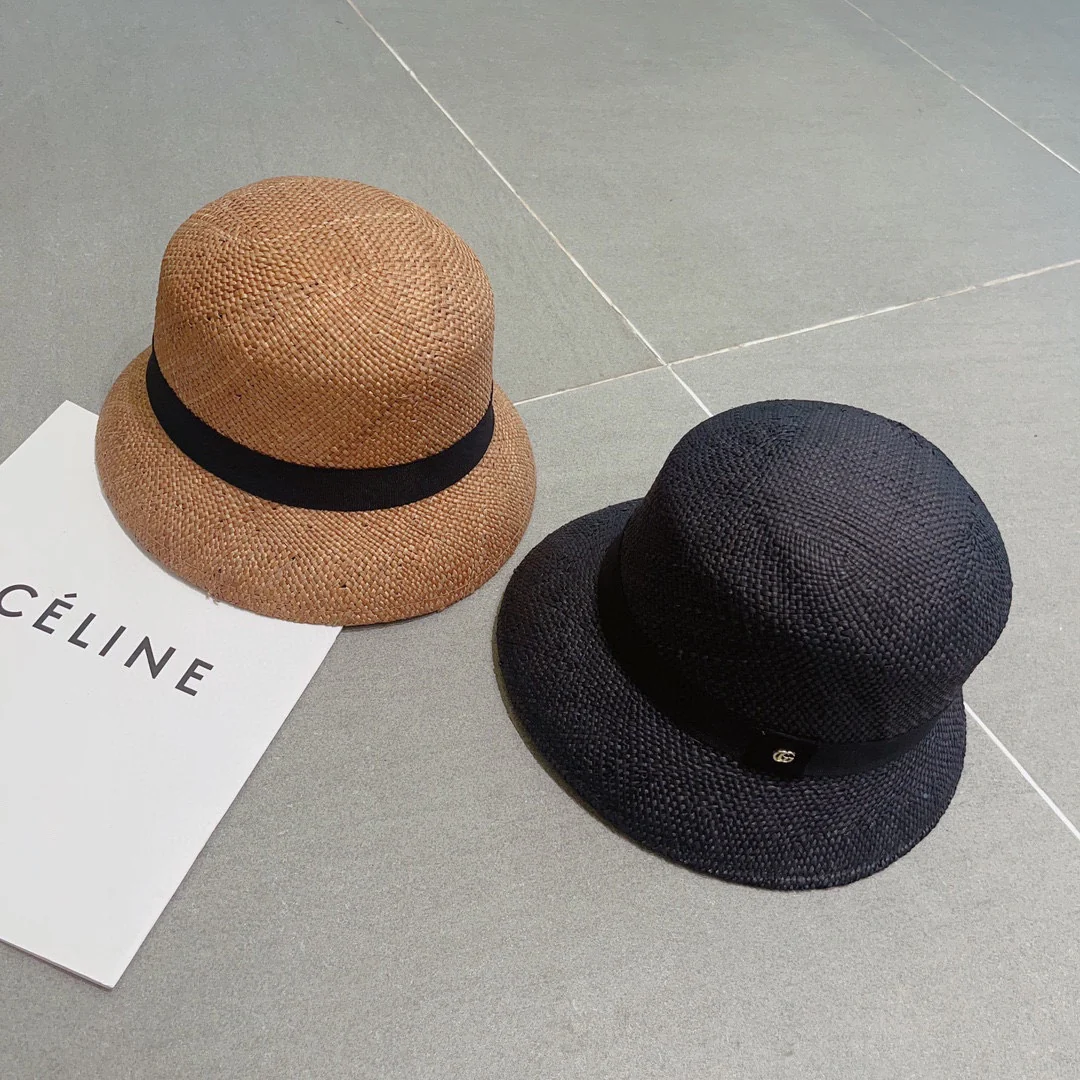 Новые поступления коллекции Gucci весна/осень 2023 — Соломенная шляпа — Черная