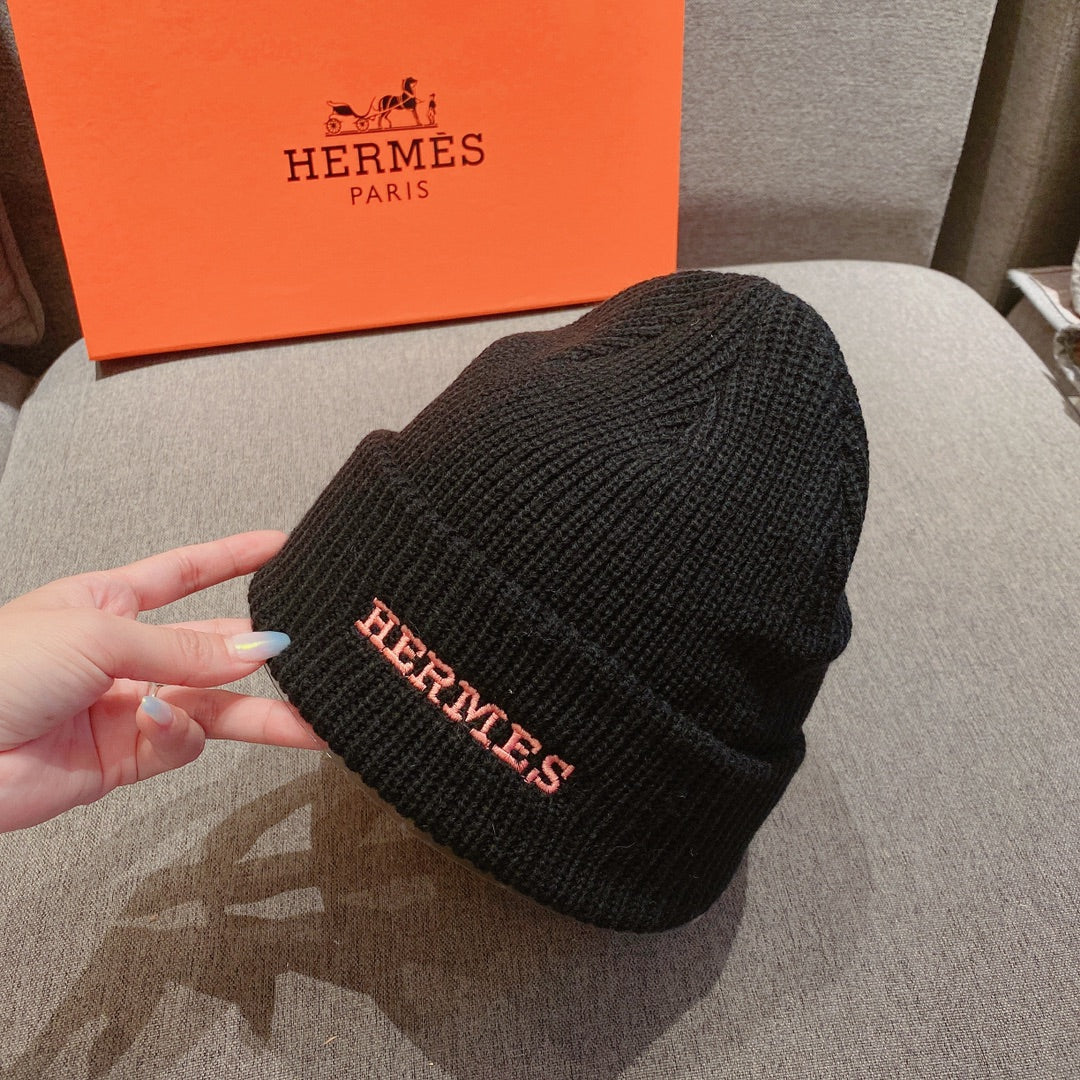 Hermes - Вязаная шапка-бини - Унисекс - Черная