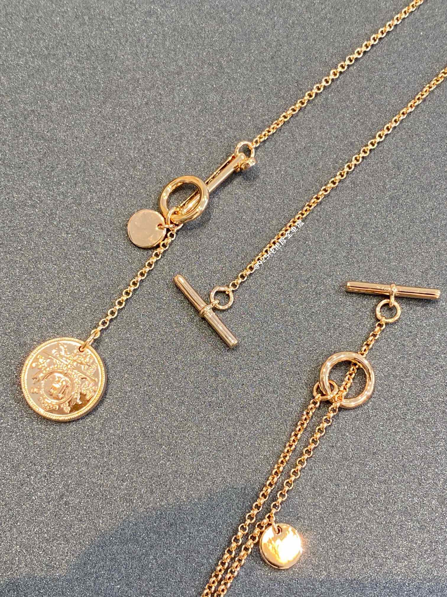 Колье Hermes с золотыми монетами, 38 см - Браслет, 17 см