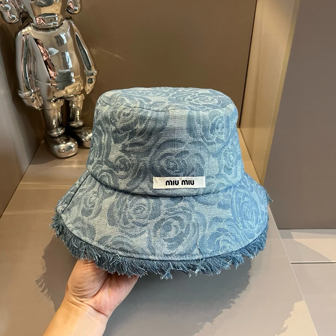 Панама Miu Miu Rose Cowboy Buckboy Hat - синяя
