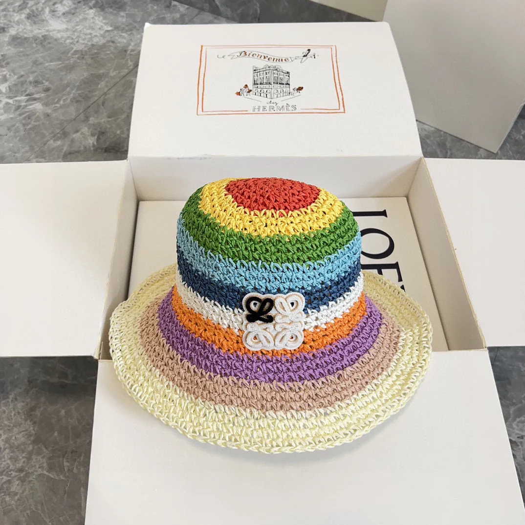 Новая плетеная рыбацкая шляпа LOEWE Rainbow Hollow 2024 — фиолетовая.