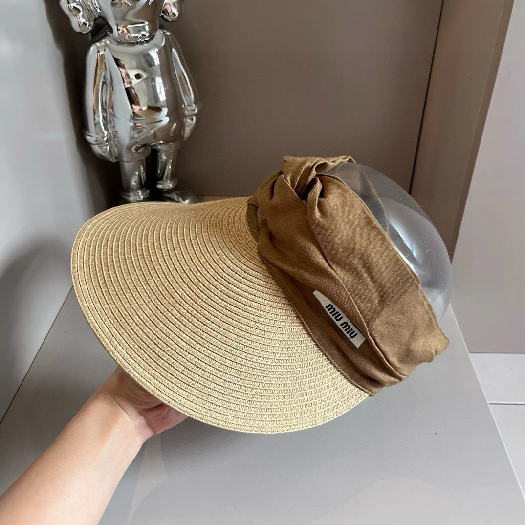 Miu Miu - Солнцезащитная шляпа в стиле пэчворк - Коричневая