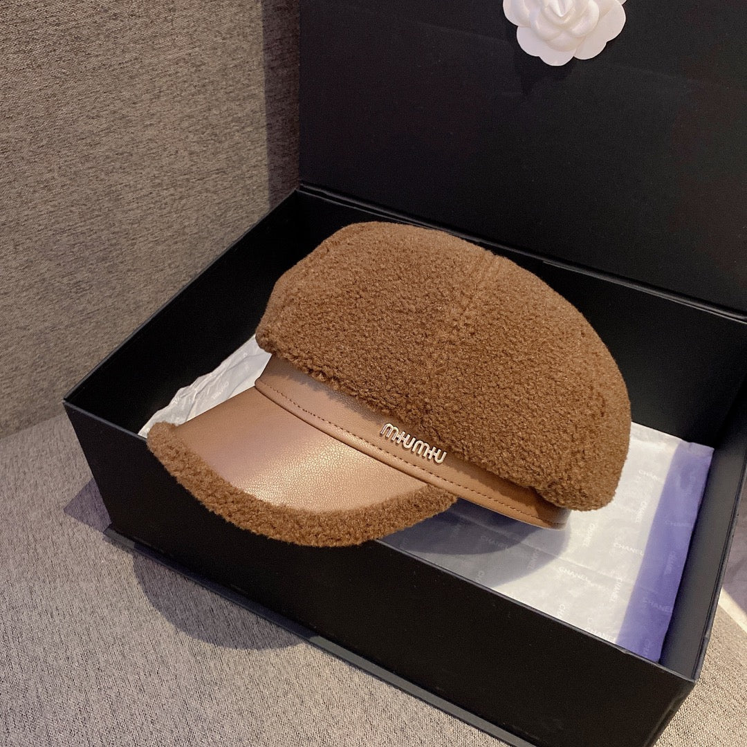 Берет Miu Miu из овечьей шерсти - коричневый