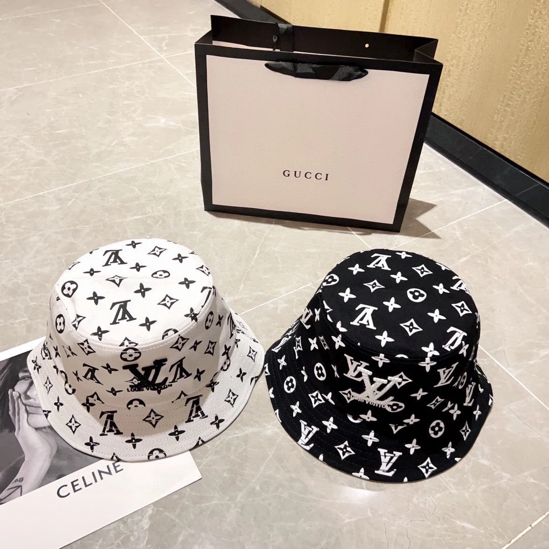 Новинка сезона весна/лето 2023 от LV - Вышитая рыбацкая шляпа - Черная - 1