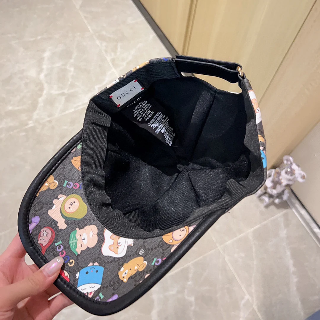 Новая простая бейсболка Gucci 2023 года с кожаной отделкой, черная.