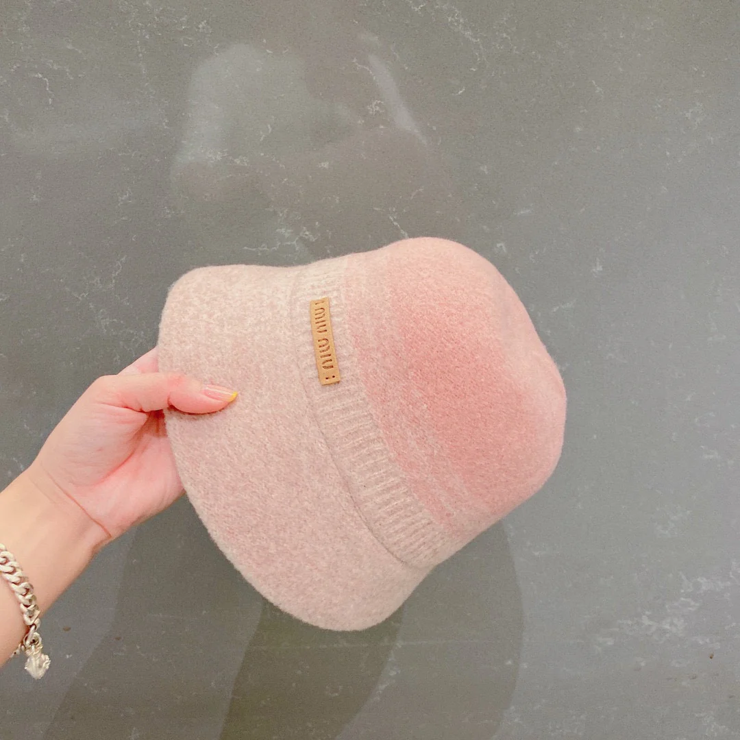 Miu Miu - Шерстяная рыбацкая шляпа с градиентным рисунком - Розовая