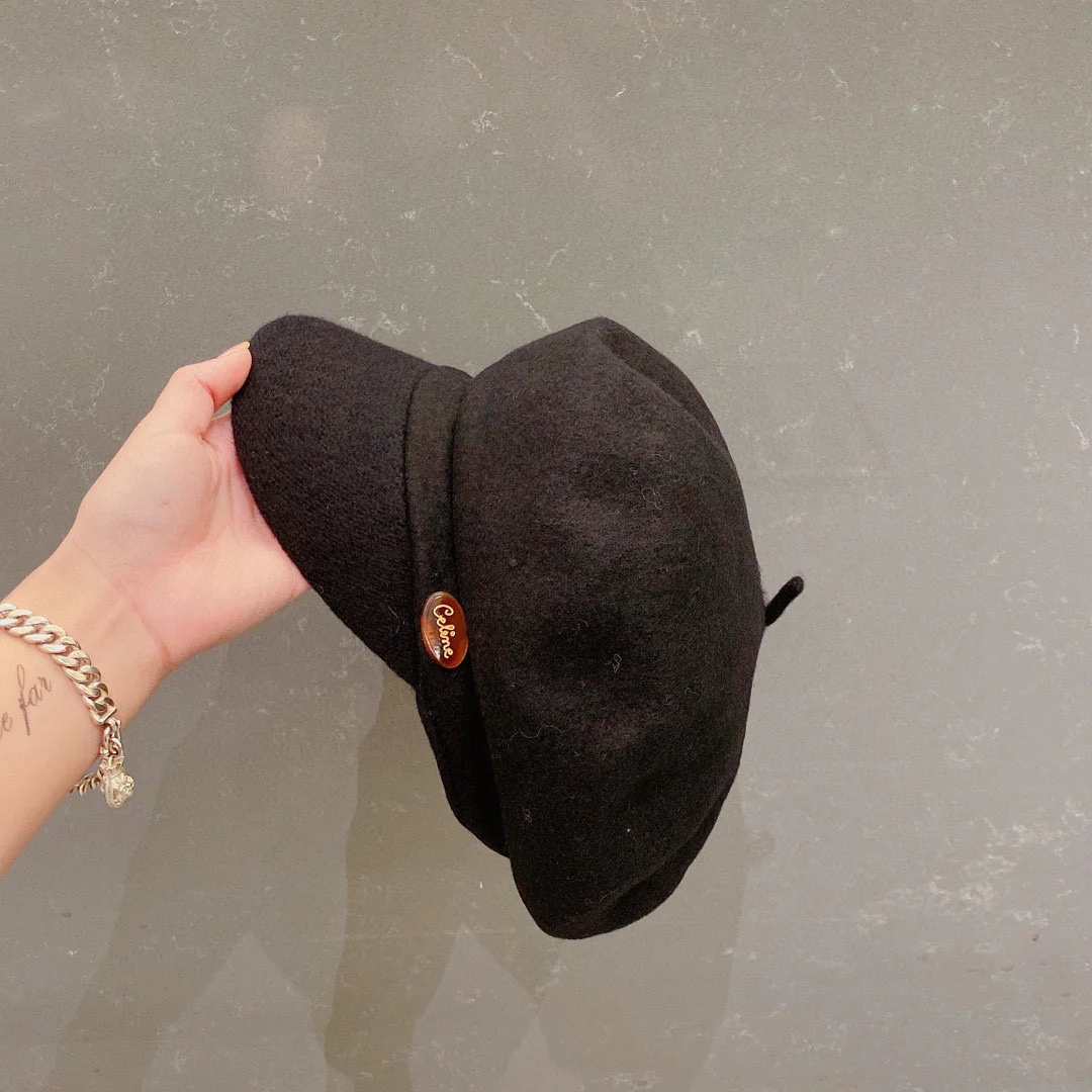 Шерстяной берет Celine - черный