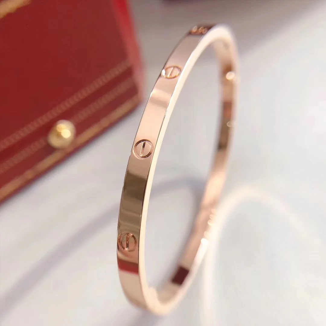 Тонкий браслет Cartier Love - розовое золото/белое золото - без бриллиантов