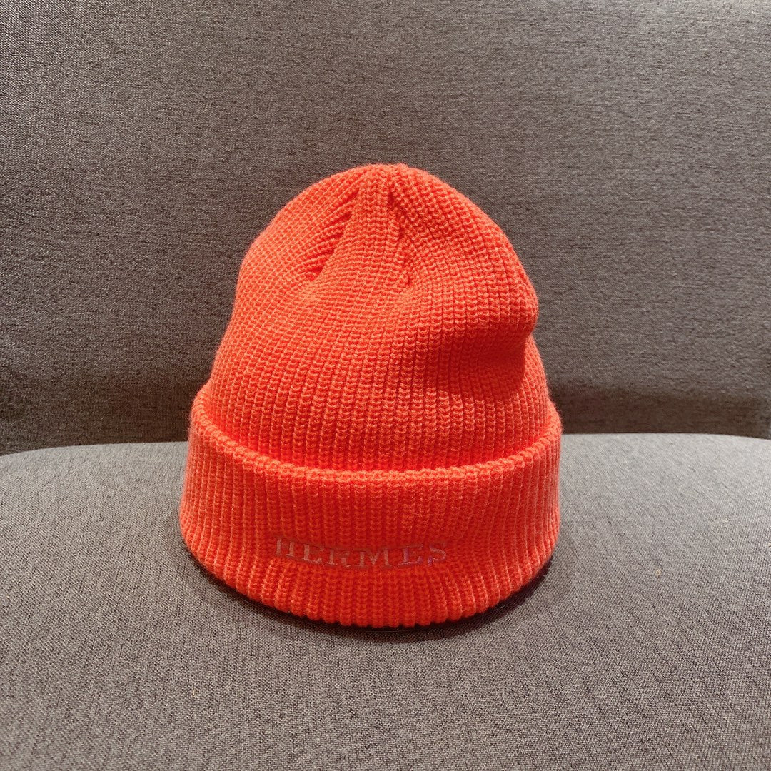 Вязаная шапка Hermes - унисекс - оранжевая