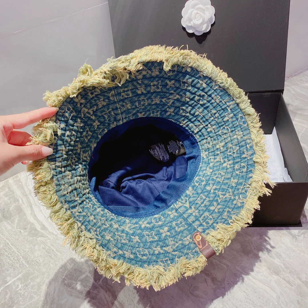 Панама из джинсовой ткани с монограммой LV и эффектом щетины