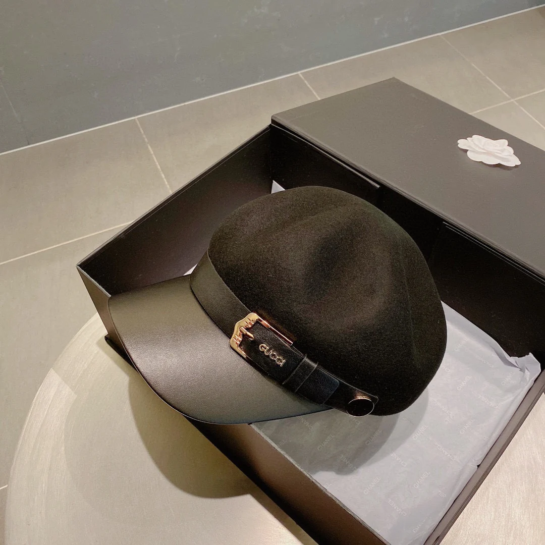 Шерстяная восьмиугольная бейсболка Gucci - черная