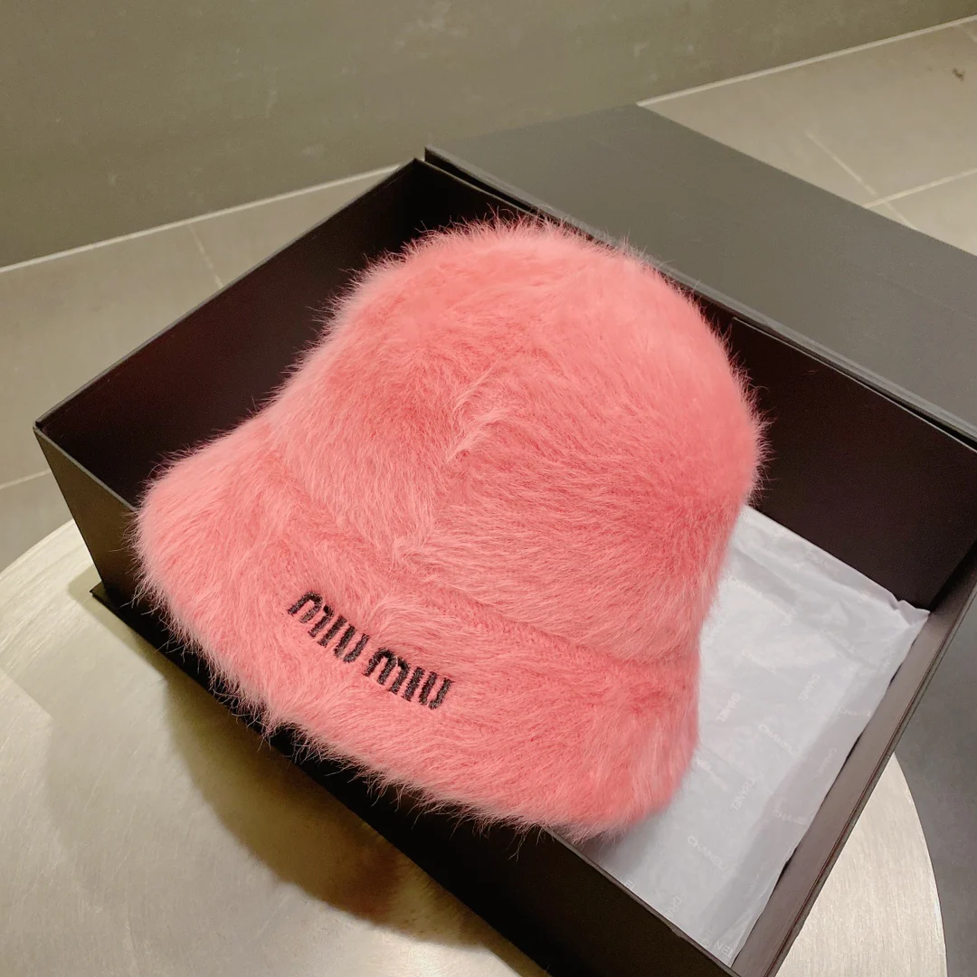 Miu Miu - Рыбацкая шляпа из кроличьего меха - Розовая