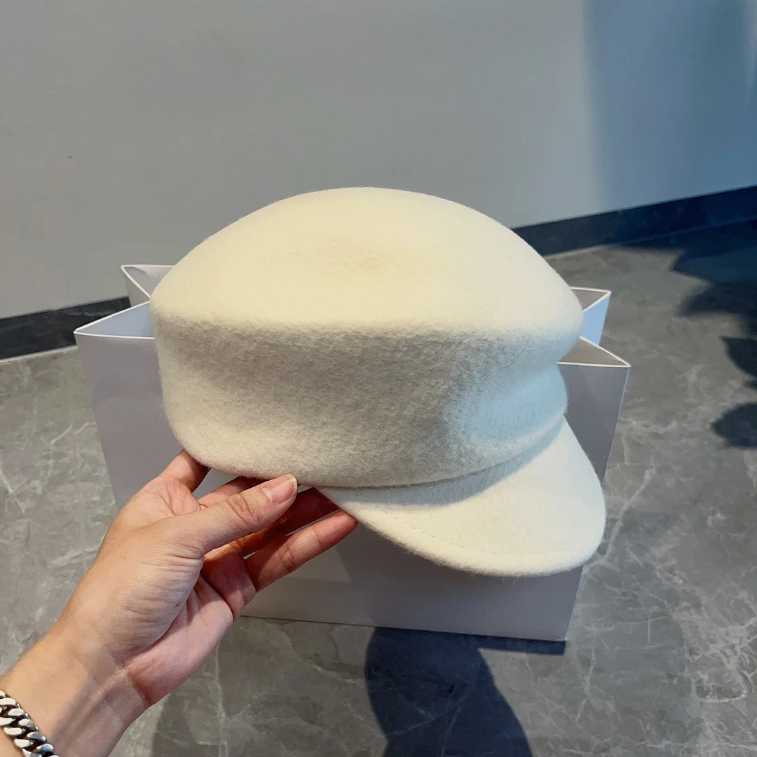 Hermes - Минималистичный шерстяной берет - Белый