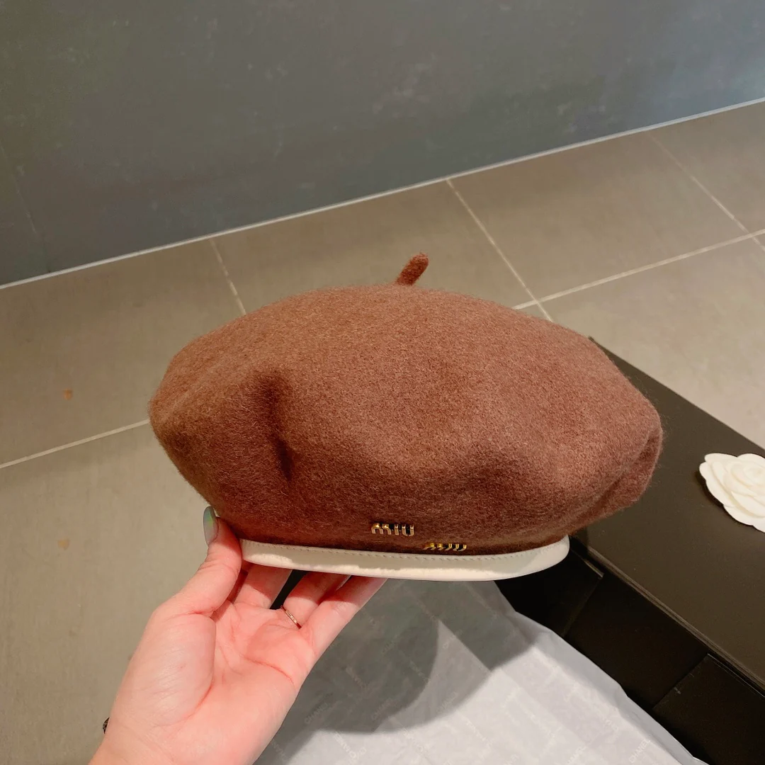 Шерстяной берет Miu Miu - коричневый