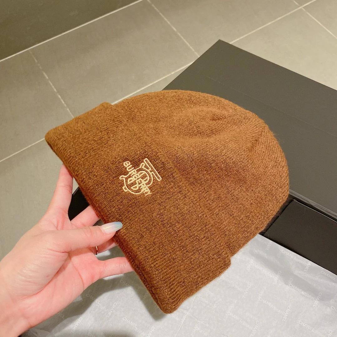 Вязаная шерстяная шапка Burberry TB — коричневая