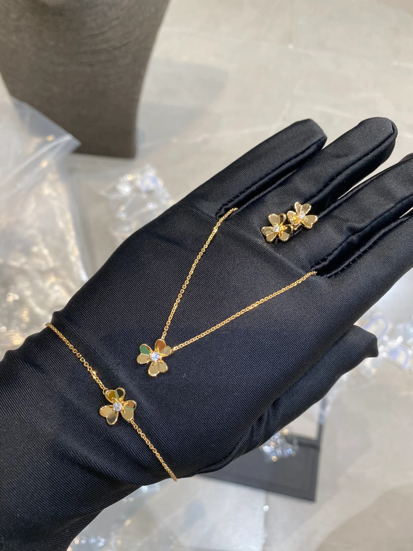 Браслет-колье и серьги VCA Clover - 2 шт.