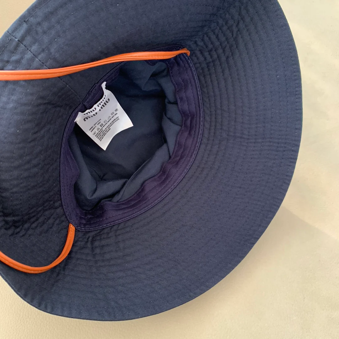 Классическая солнцезащитная шляпа Miu Miu на завязках - синяя