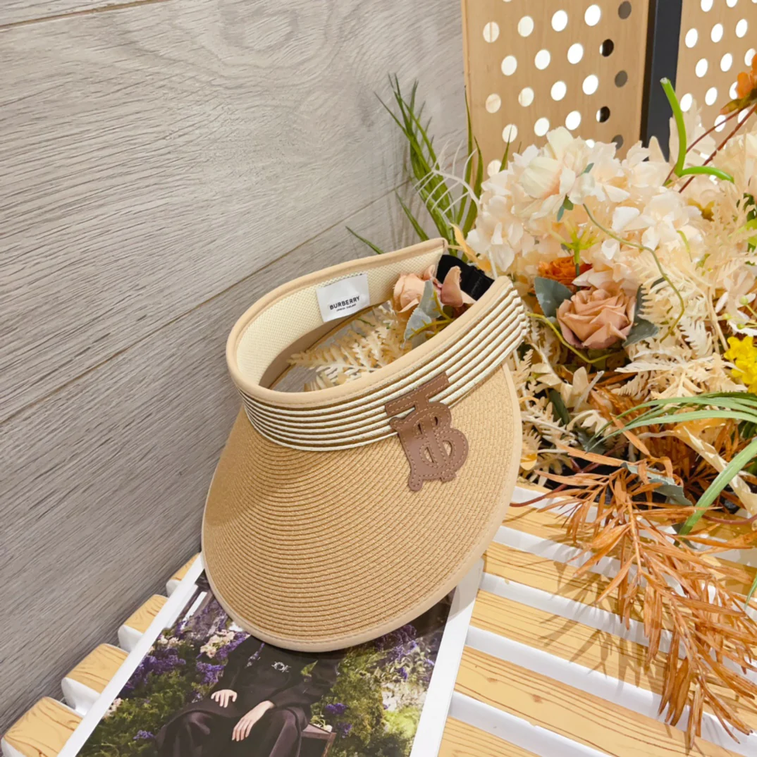 Burberry - Новая плетеная солнцезащитная шляпа - цвет хаки