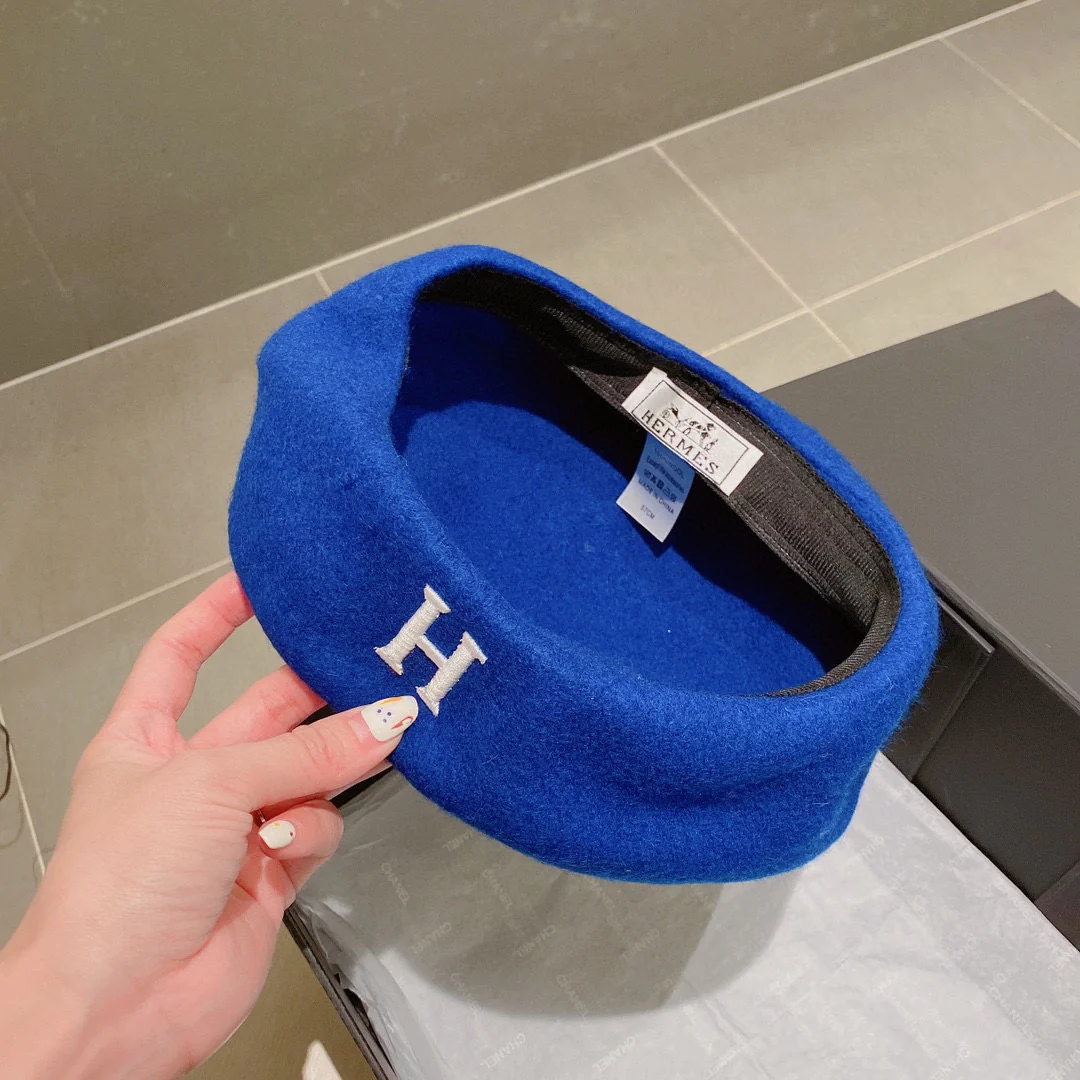 Шерстяной берет Hermes - синий