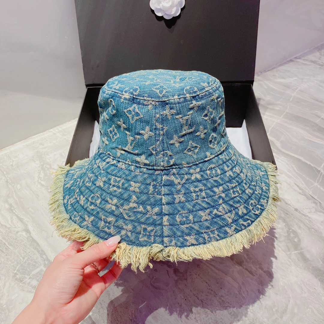 Панама из джинсовой ткани с монограммой LV и эффектом щетины