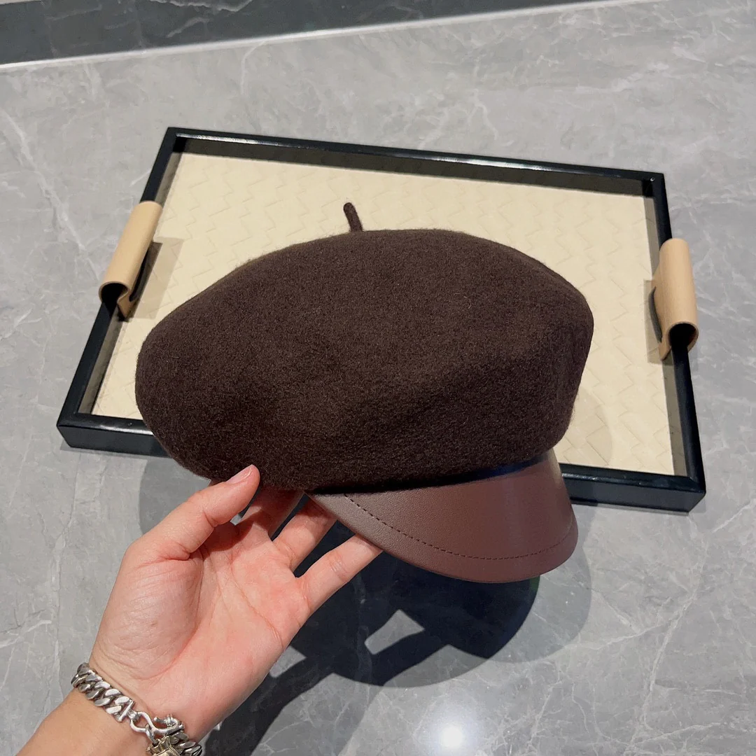 Берет Hermes из шерсти и кожи - коричневый